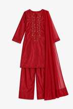 Burgundy Embroidered Farashi Salwar